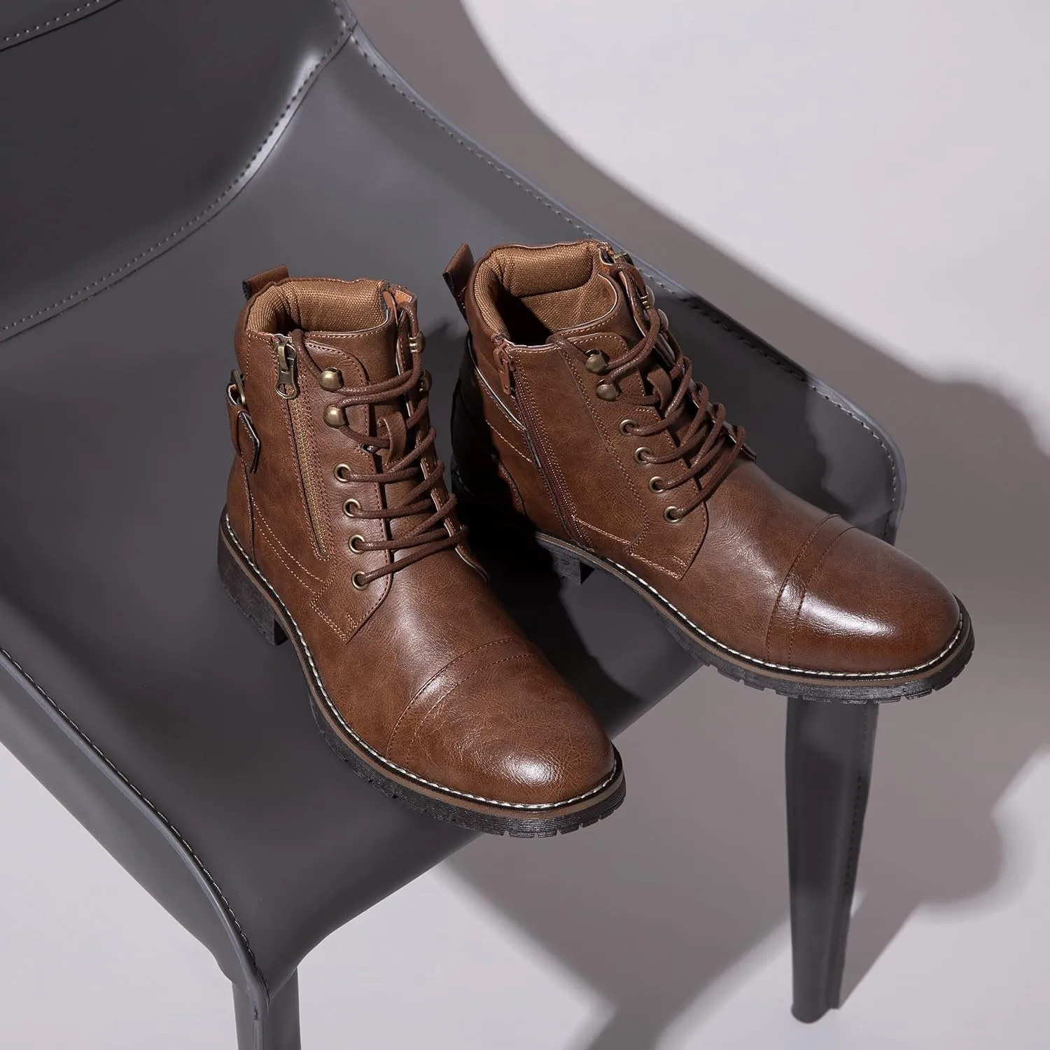 Vostey Men's Boots Boots for Men Casual Boots Motorcycle Combat Ankle Dress Boots Mens