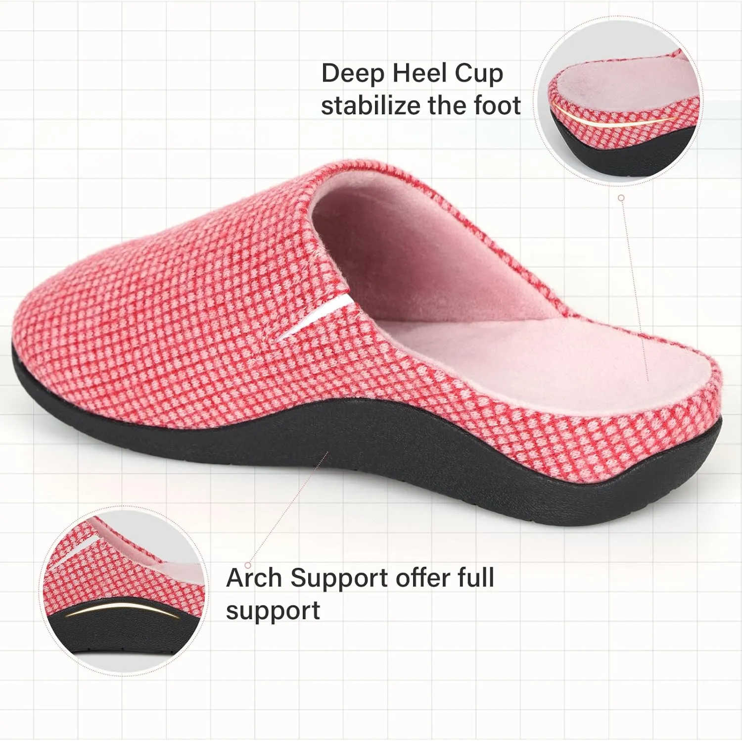 V.Step Orthotic Slippers with Arch Support, Orthopedic House Slipper for Men Women Plantar Fasciitis Flat Foot Upgrade, Grey