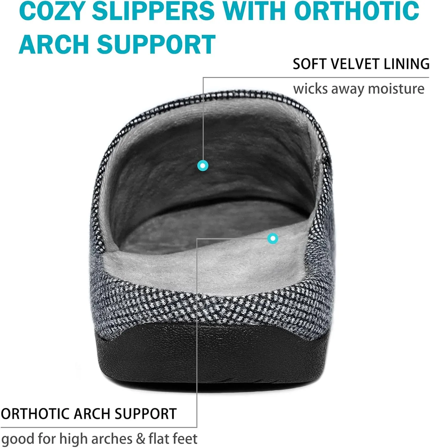 V.Step Orthotic Slippers with Arch Support, Orthopedic House Slipper for Men Women Plantar Fasciitis Flat Foot Upgrade, Grey