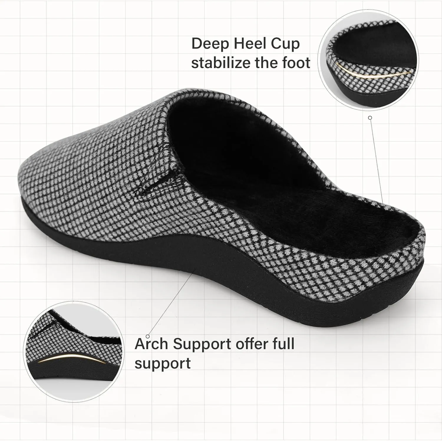 V.Step Orthotic Slippers with Arch Support, Orthopedic House Slipper for Men Women Plantar Fasciitis Flat Foot Upgrade, Grey