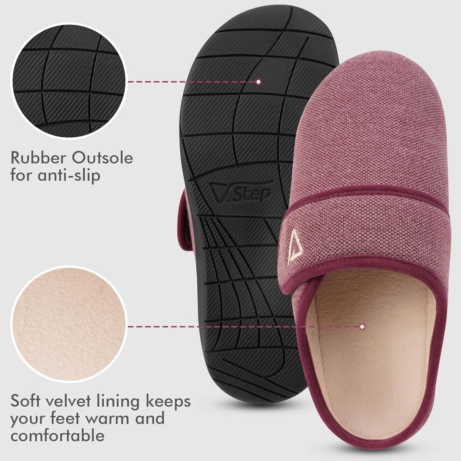 V.Step Slippers with Arch Support for Women & Men - Orthopedic House Slippers for Plantar Fasciitis - Indoor/Outdoor Slip-On Clogs