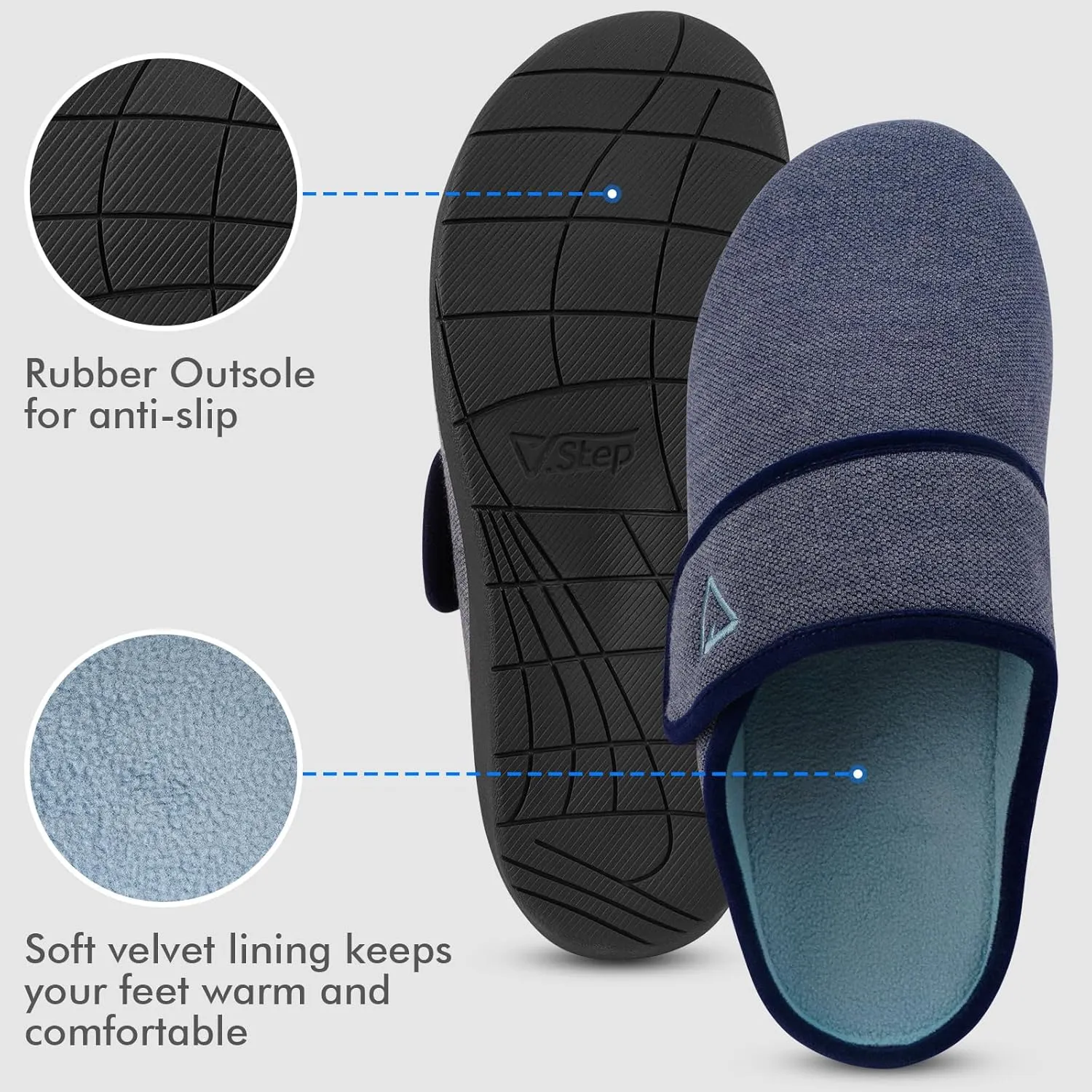V.Step Slippers with Arch Support for Women & Men - Orthopedic House Slippers for Plantar Fasciitis - Indoor/Outdoor Slip-On Clogs