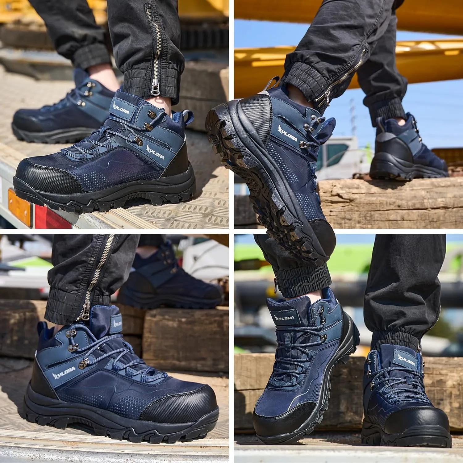 Waterproof Steel Toe Boots for Men Wide Width Non Slip Work Boots Lightweight Slip Resistant Safety Shoes Indestructible Construction Composite Toe Sneakers