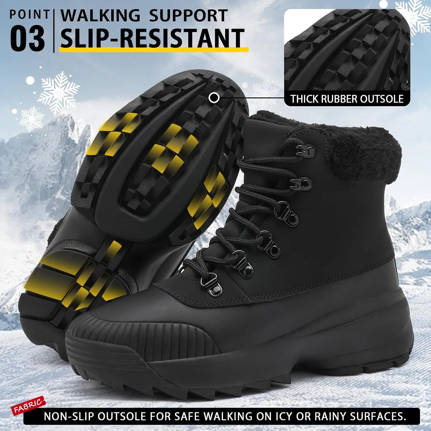 Waterproof Winter Snow Boots for Women丨Insulated-Warm Fur-Lined Booties丨Non-Slip Cushion Outdoor Walking Boots丨Lightweight Comfortable Casual Suede Leather Short Boots