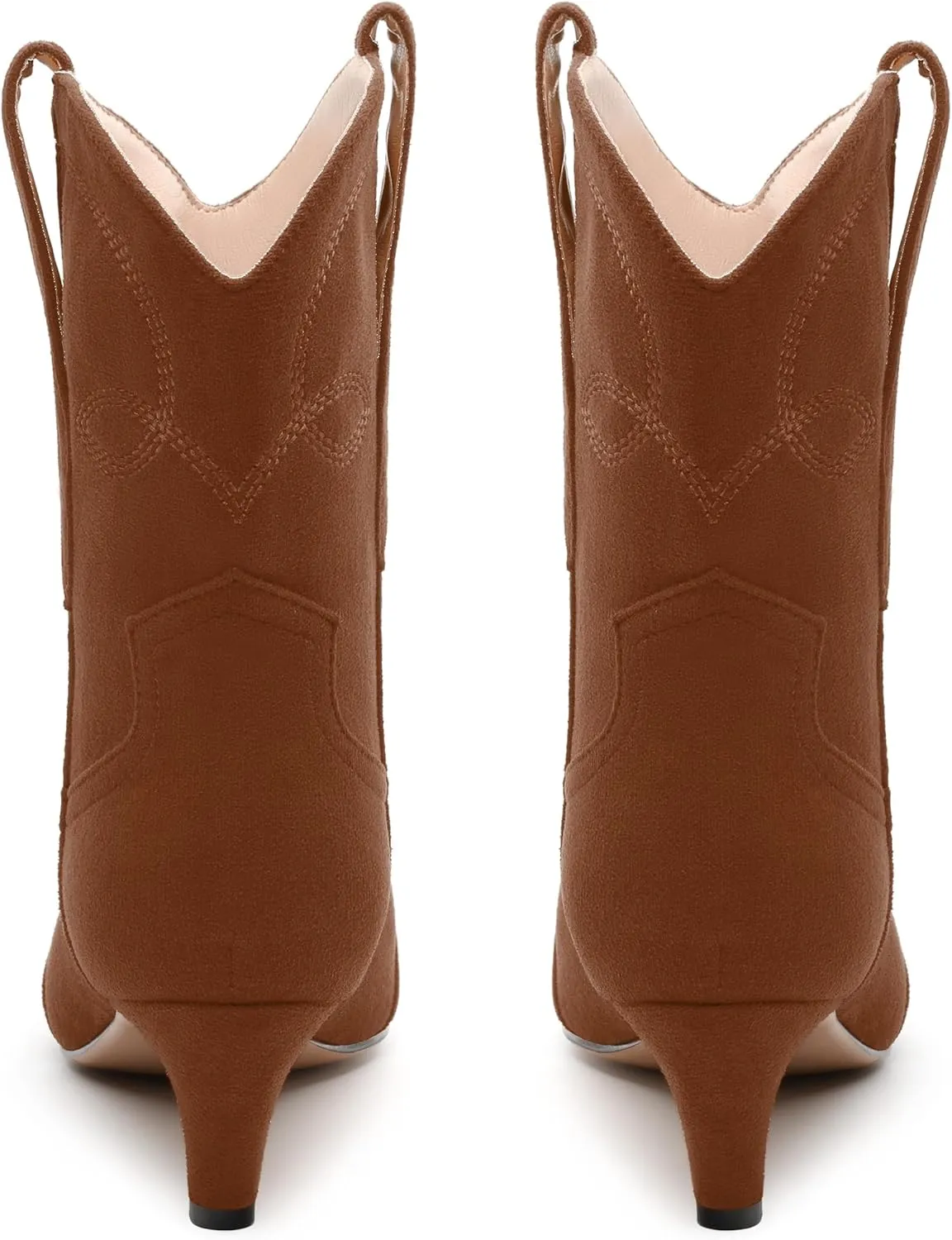 WAYDERNS Women's Cowboy Ankle Boots Western Low Kitten Heel Square Toe 2 Inch Short Booties Comfortable Casual Prom Party Pull on Fall Winter Shoes