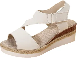 Wedge Sandals for Women 2024 Large Size Thick Soled Strap Sandals Women's Bohemian Wedge Beach Sandals