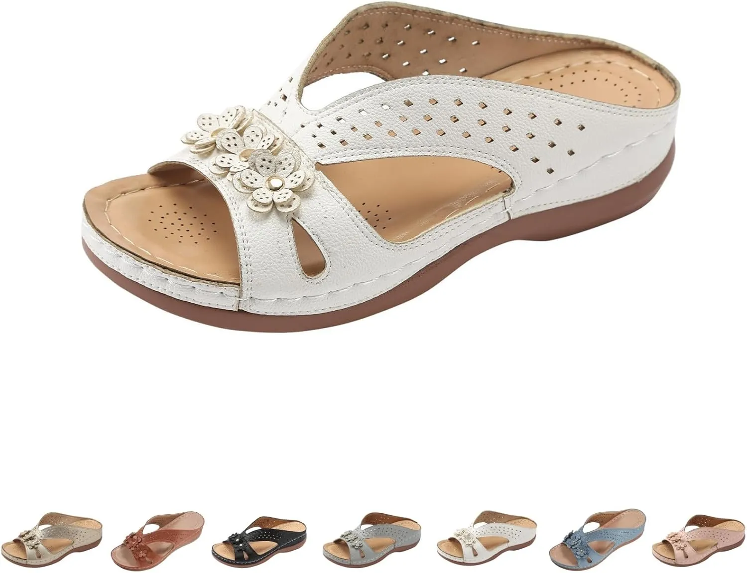 Wedge Sandals for Women 2025 Comfortable Slides Slip On Sandals Dressy Summer Beach Lightweight Memory Foam Platform Shoes Orthopedic Open Toe Arch Support Sandals