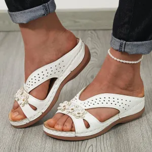 Wedge Sandals for Women 2025 Comfortable Slides Slip On Sandals Dressy Summer Beach Lightweight Memory Foam Platform Shoes Orthopedic Open Toe Arch Support Sandals