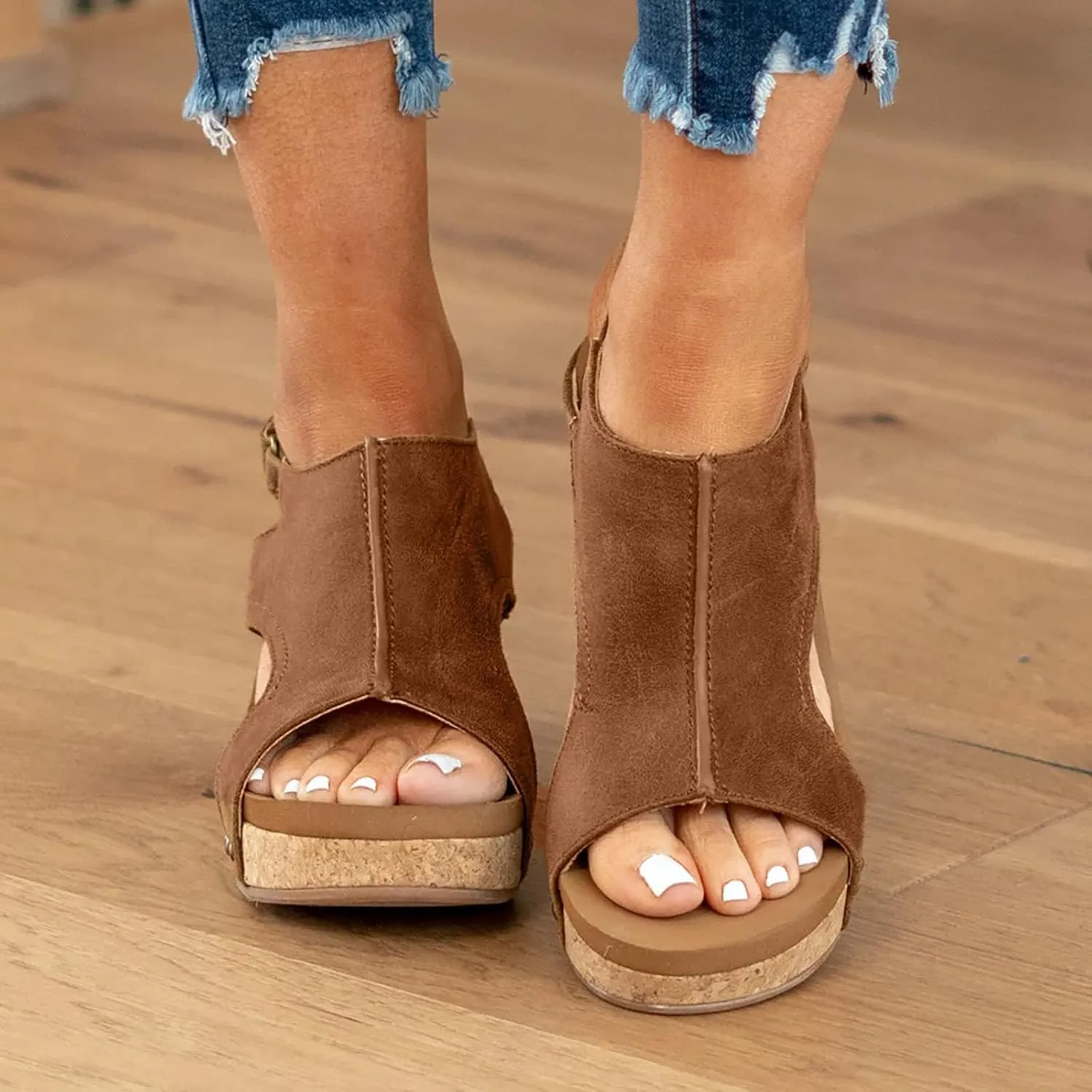 Wedge Sandals for Women 2025,Comfortable Platform Wedges Sandals with Ankle Strap Open Toe Espadrilles Wedge Heels Sandal Dressy,Espadrilles Summer Beach Casual Ladies Trendy Wedges Shoes