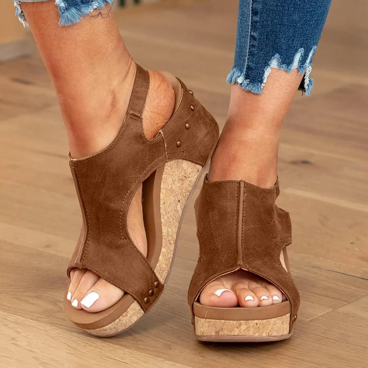Wedge Sandals for Women 2025,Comfortable Platform Wedges Sandals with Ankle Strap Open Toe Espadrilles Wedge Heels Sandal Dressy,Espadrilles Summer Beach Casual Ladies Trendy Wedges Shoes