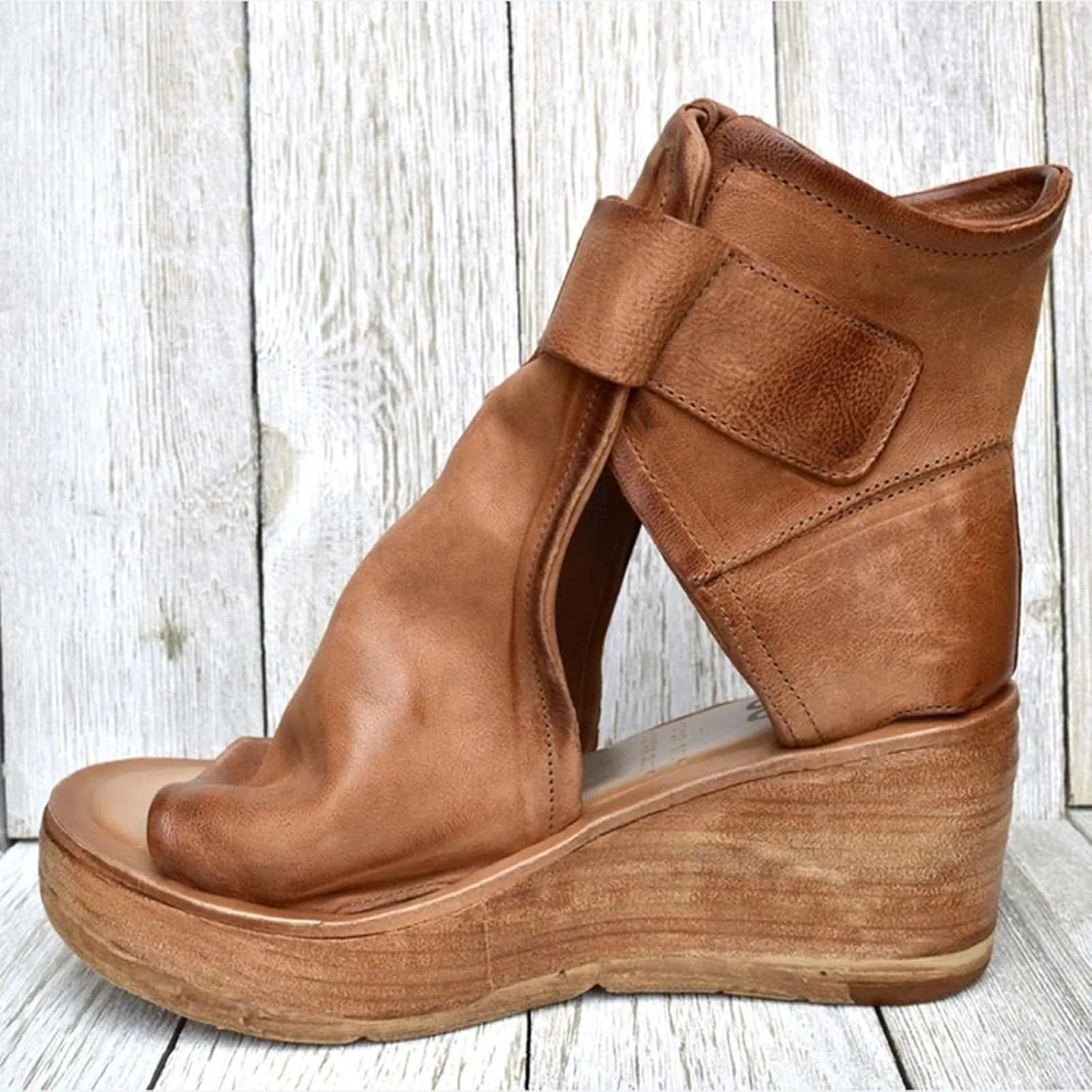 Wedge Sandals for Women Open Toe Buckle Strap Ankle Boots Vintage Hollow Out Platform Sandals Summer Casual Shoes