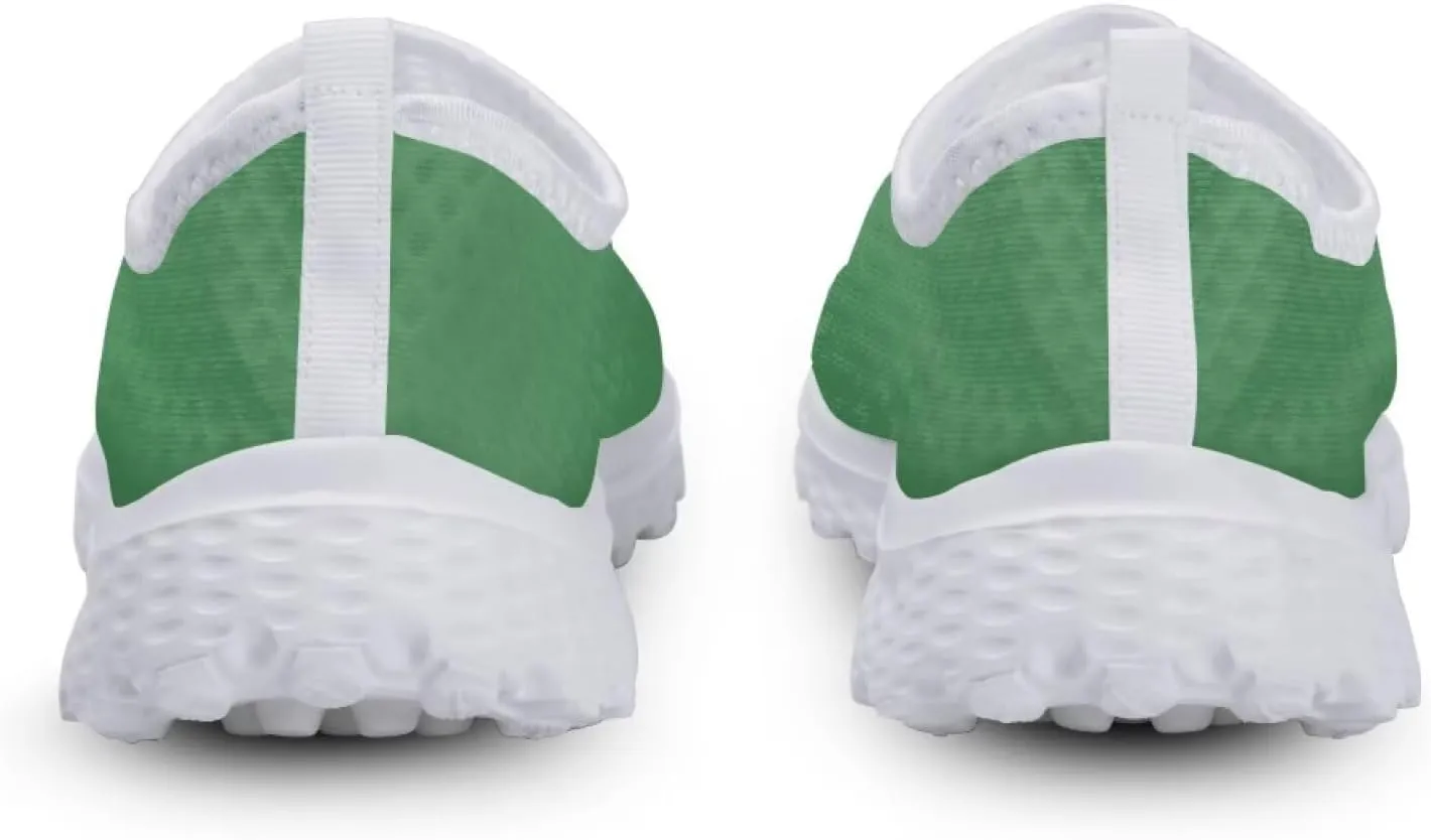 WELLFLYHOM Green Sneakers St Patricks Tennis Shoes for Women Slip On Loafers Road Running Sneaker Footwear US 5.5-11.5
