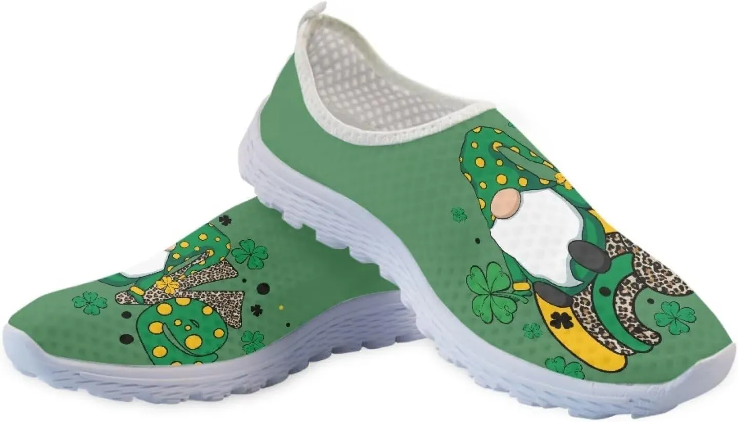 WELLFLYHOM Green Sneakers St Patricks Tennis Shoes for Women Slip On Loafers Road Running Sneaker Footwear US 5.5-11.5