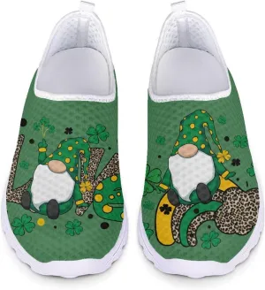 WELLFLYHOM Green Sneakers St Patricks Tennis Shoes for Women Slip On Loafers Road Running Sneaker Footwear US 5.5-11.5