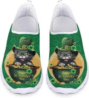 WELLFLYHOM St Patricks Day Shoes for Women Tennis Running Sneakers Slip On Loafers Flat Footwear Size 5.5-11.5