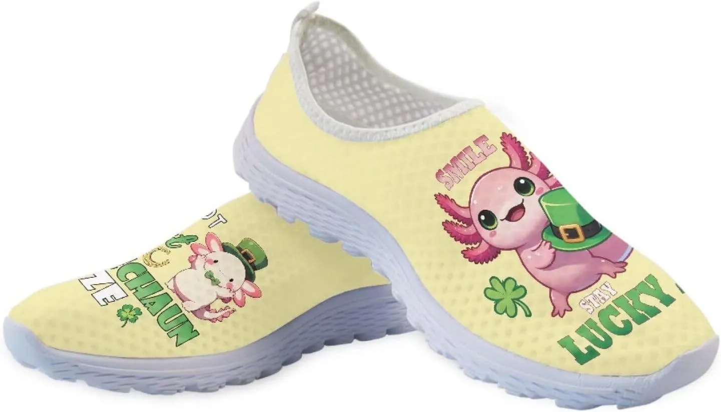 WELLFLYHOM St Patricks Day Shoes for Women Tennis Running Sneakers Slip On Loafers Flat Footwear Size 5.5-11.5