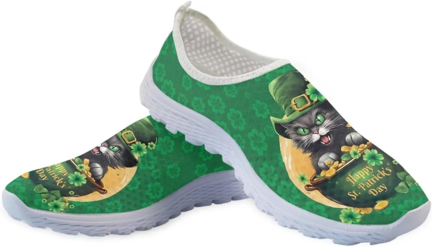 WELLFLYHOM St Patricks Day Shoes for Women Tennis Running Sneakers Slip On Loafers Flat Footwear Size 5.5-11.5