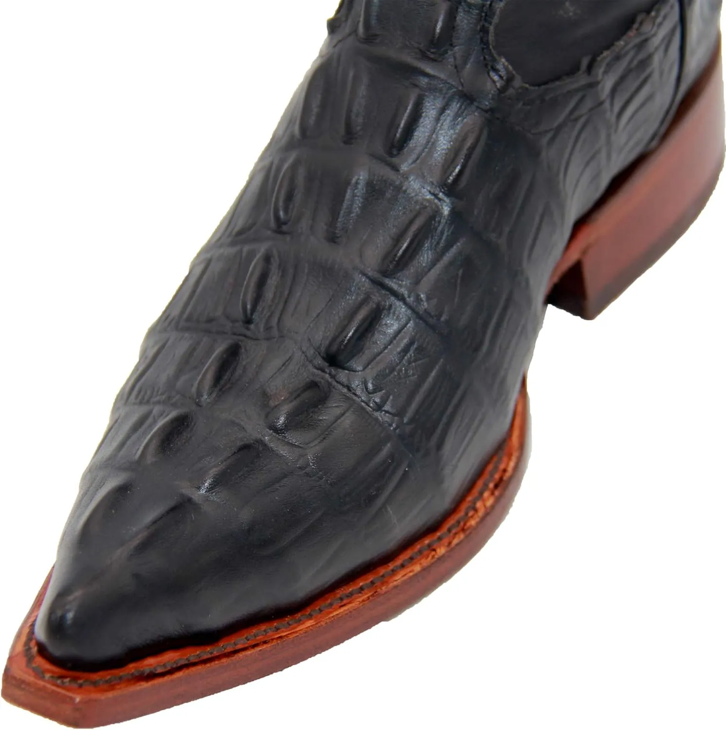 Western Shops Luxury Mens Leather Crocodile Alligator Print Snip Toe Western Cowboy Boots