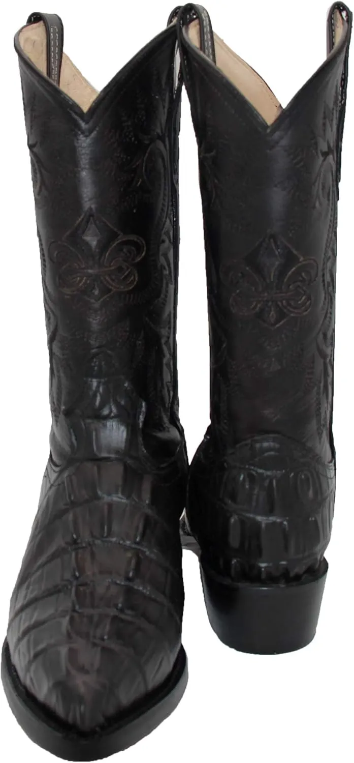 Western Shops Mens Leather Crocodile Alligator Print Western Cowboy Boots