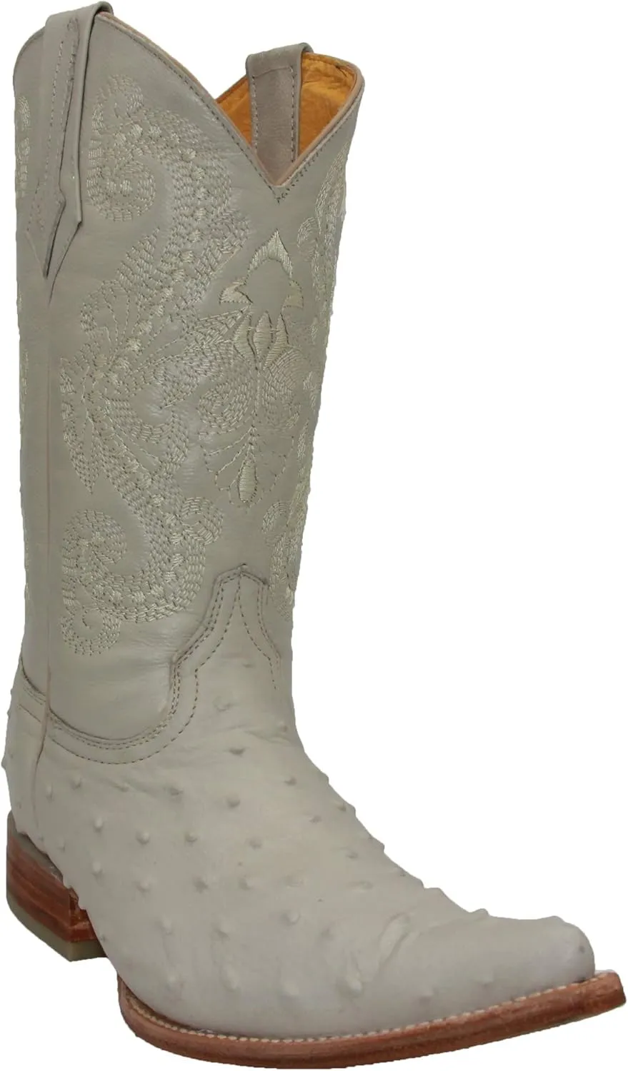Western Shops Mens Leather Western Boot Embossed Ostrich Quill Print Cowboy Boot