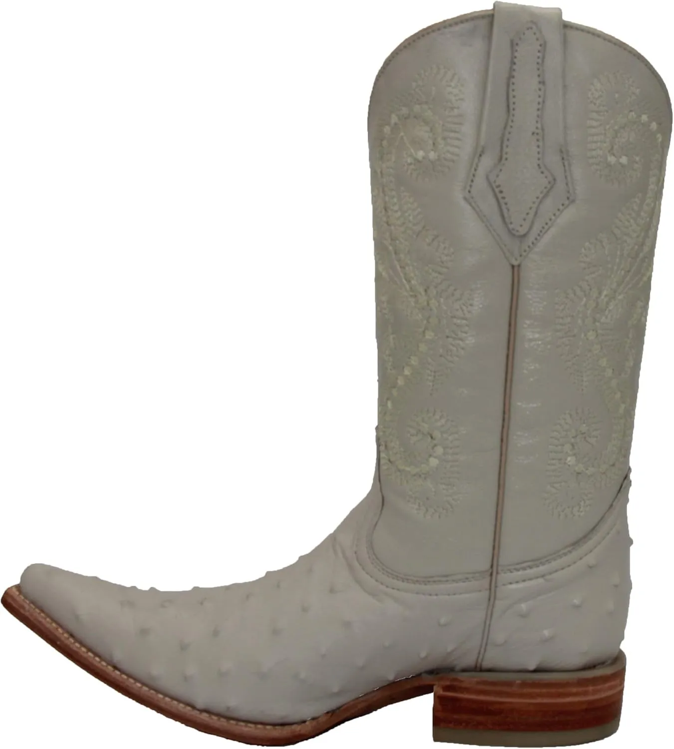Western Shops Mens Leather Western Boot Embossed Ostrich Quill Print Cowboy Boot