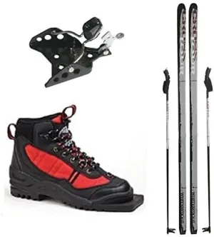 Whitewoods 75mm 3-Pin Cross Country Ski Package, 137cm (for Skiers 60-90 lbs.)