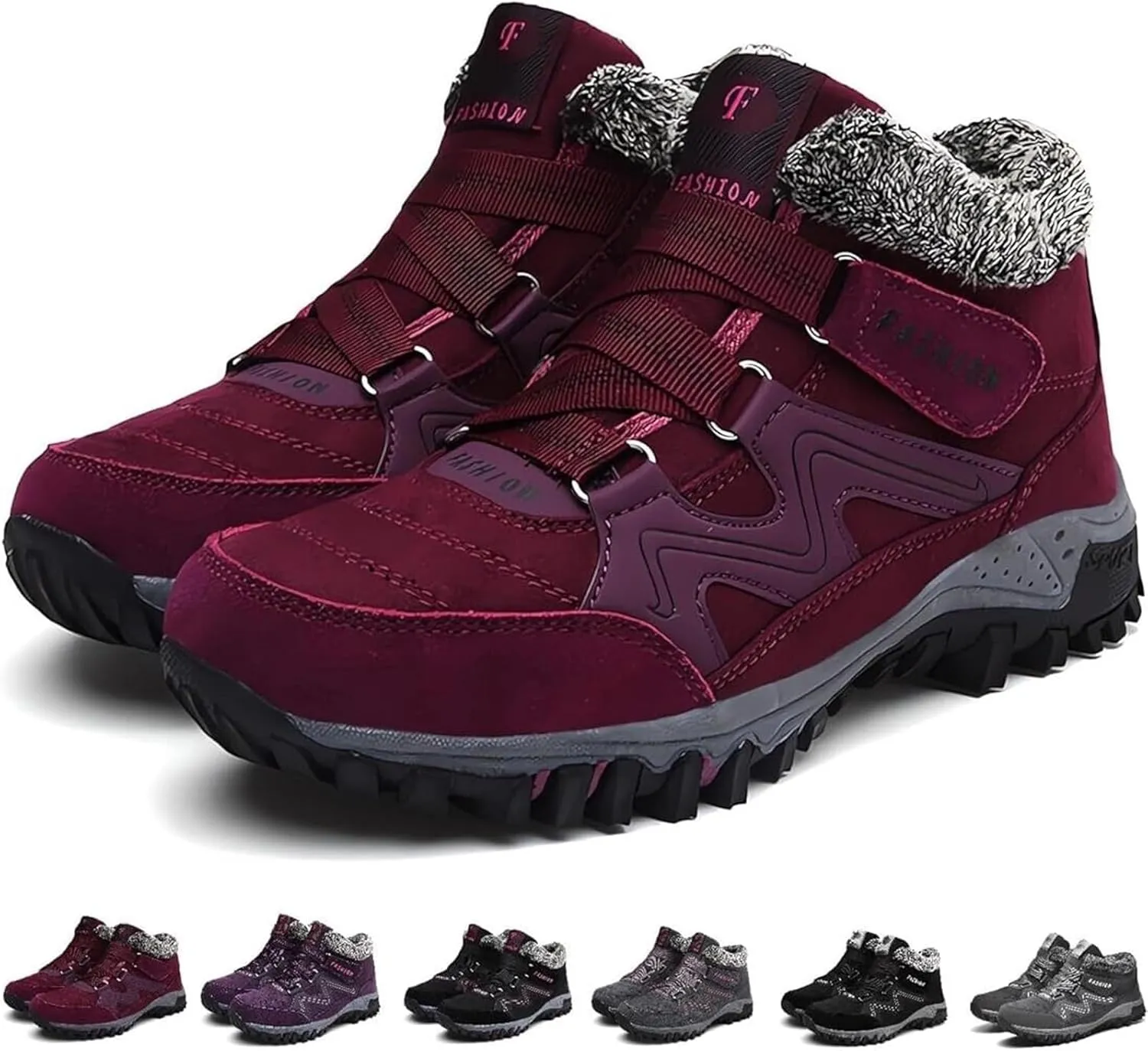 Winter Boots for Women Waterproof Non Slip, Warm Fur Lined Booties, Thick Snow Boots, Outdoor Walking Shoes