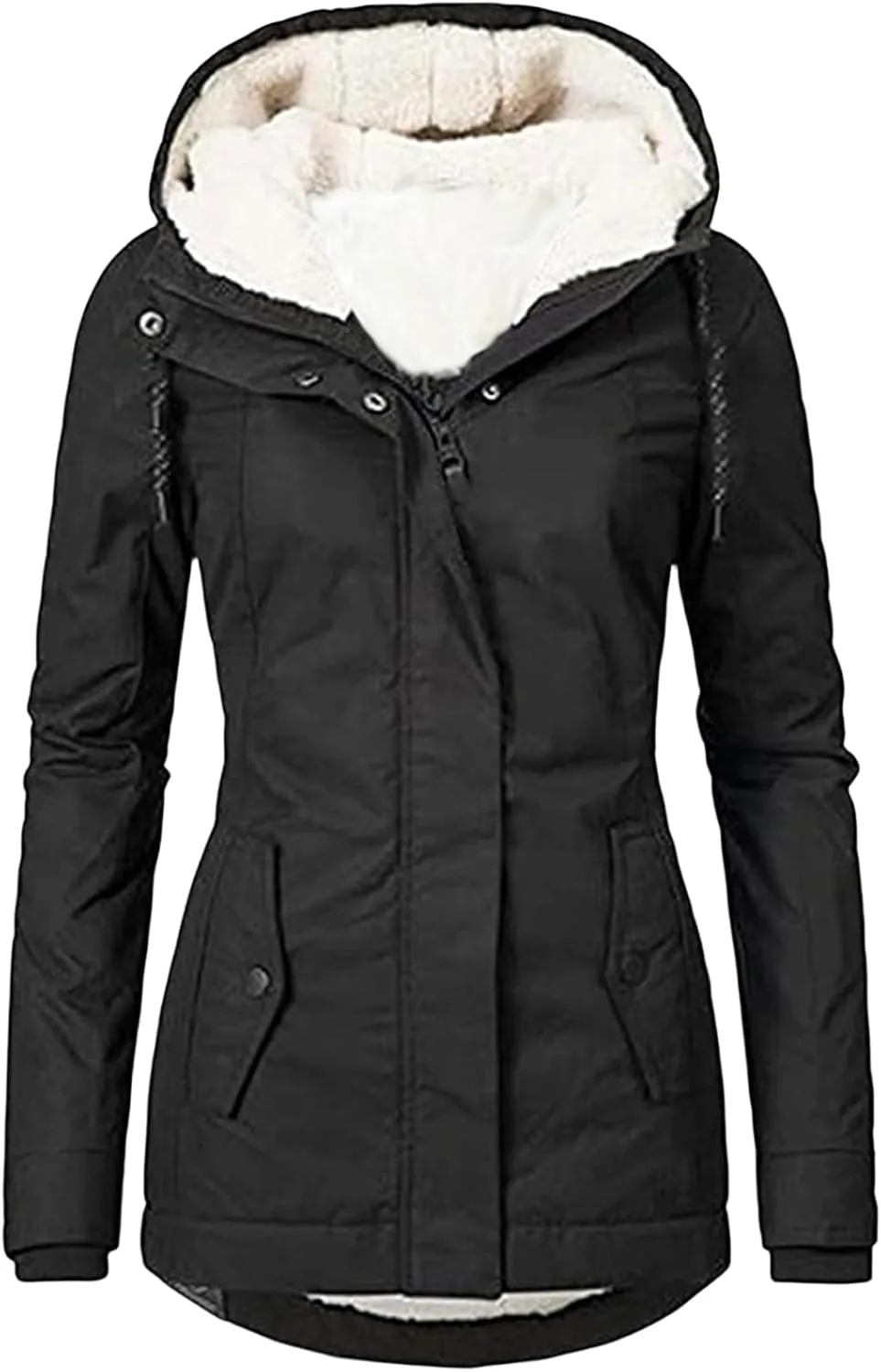 Winter Warm Coats 2024 Fashion Hooded Jacket Thick Padded Loose Fleece Outerwear Oversized Faux Fur Hooded Coats