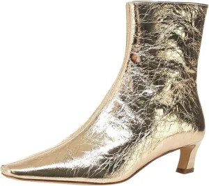 Women Chic Square Toe Low Kitten Heel Ankle Boots Zip Up Comfortable Fall Winter Club Event Daily Booties Size 4-16 US