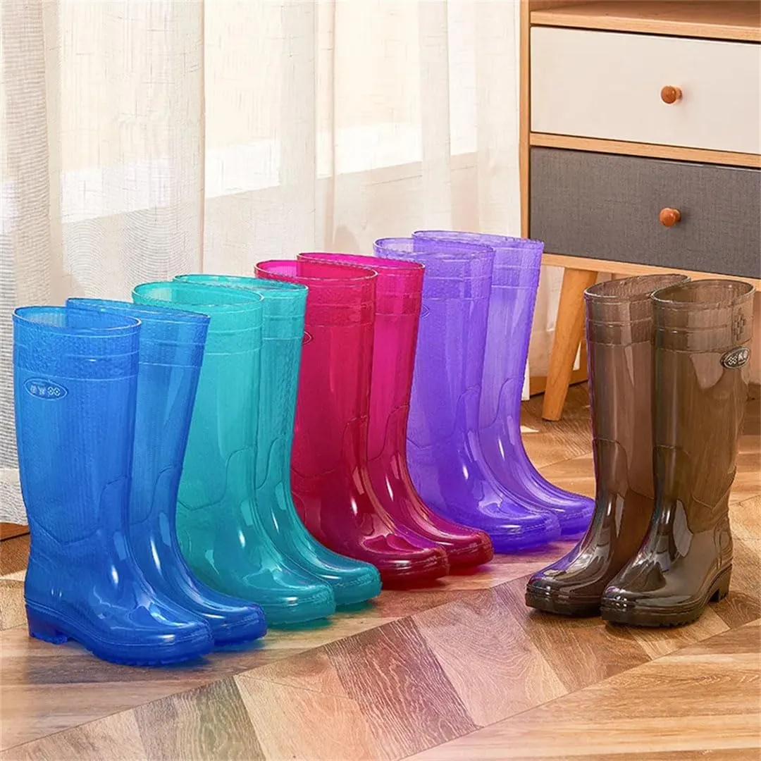 Women Clear Rain Boots Waterproof Rainboots Non-Slip Outdoor Fishing Water Shoes Wellies Shoes