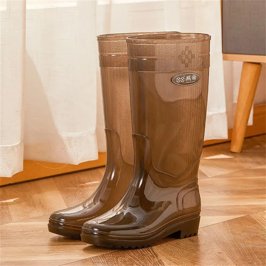 Women Clear Rain Boots Waterproof Rainboots Non-Slip Outdoor Fishing Water Shoes Wellies Shoes
