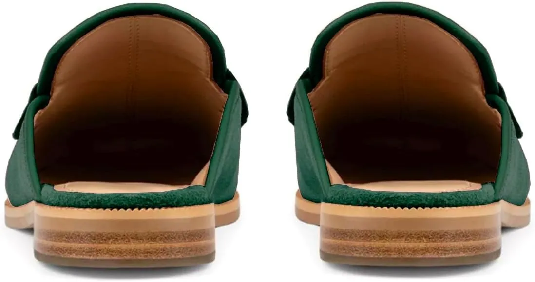 Women Flat Tassel Mules Suede Closed Square Toe Slip On Fringe Loafers Backless 0.5" Low Chunky Stacked Heeled Sandals Slip-Ons Clogs Comfy Slide Slippers Daily Weekend Homecoming 4-11 M US