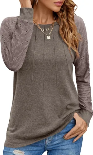 Women Long Sleeve Shirts Casual Tops Dressy Blouses Fashion Pleated Tunic