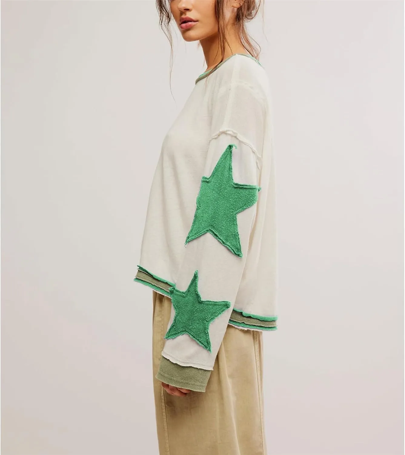 Women Oversized Graphic Sweatshirt Y2k Long Sleeve Vintage Crewneck Shirt Top Drop Shoulder Sweater Pullover