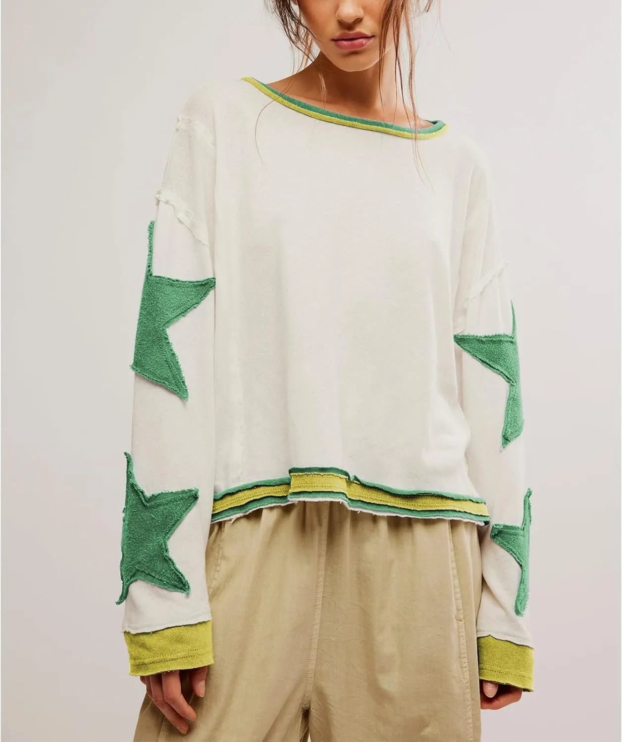 Women Oversized Graphic Sweatshirt Y2k Long Sleeve Vintage Crewneck Shirt Top Drop Shoulder Sweater Pullover