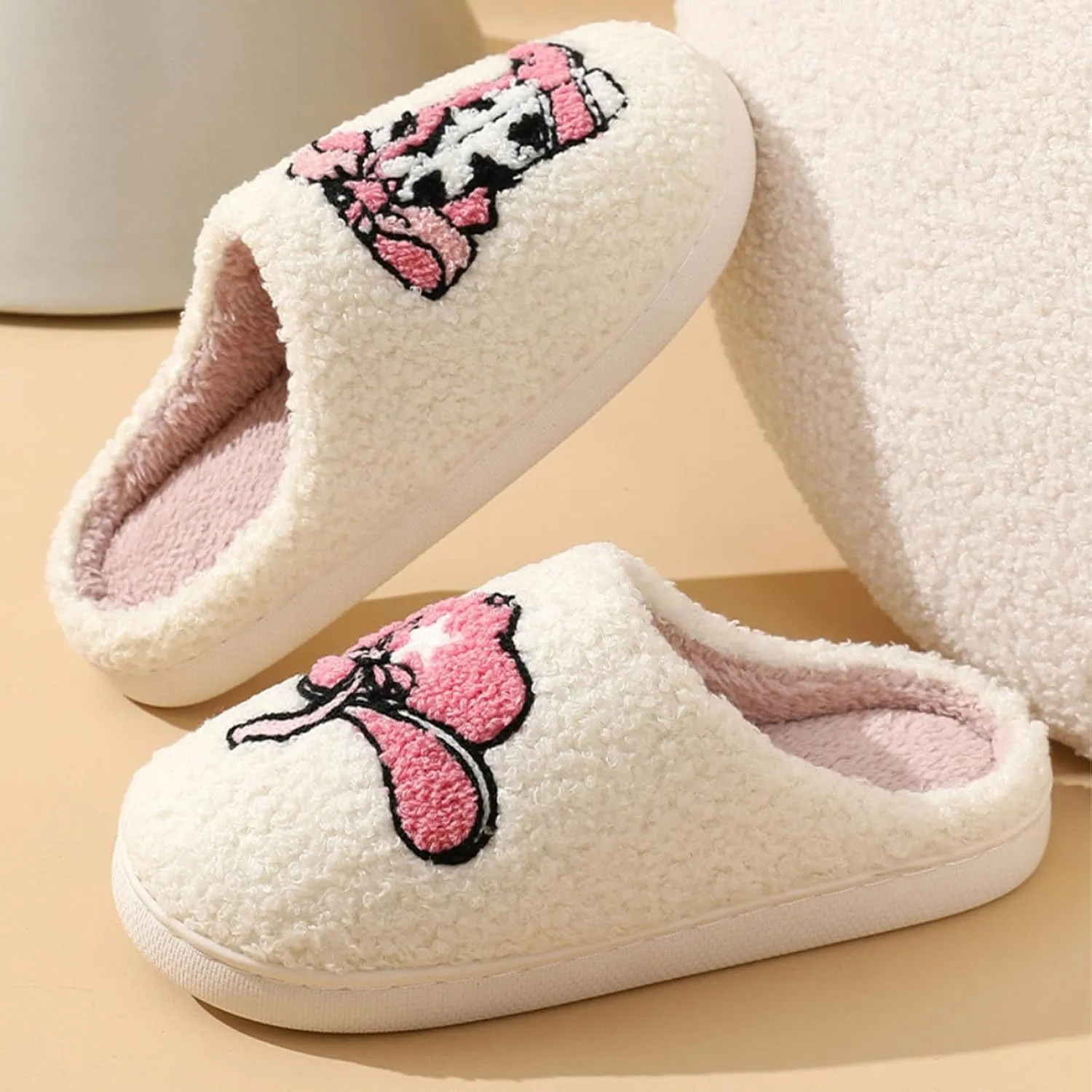 Women Retro Colorful Books Slippers Plush Warm House Slippers,Casual Home Shoes Soft Plush Slip-on Slippers Outdoor Indoor Bedroom Shoes