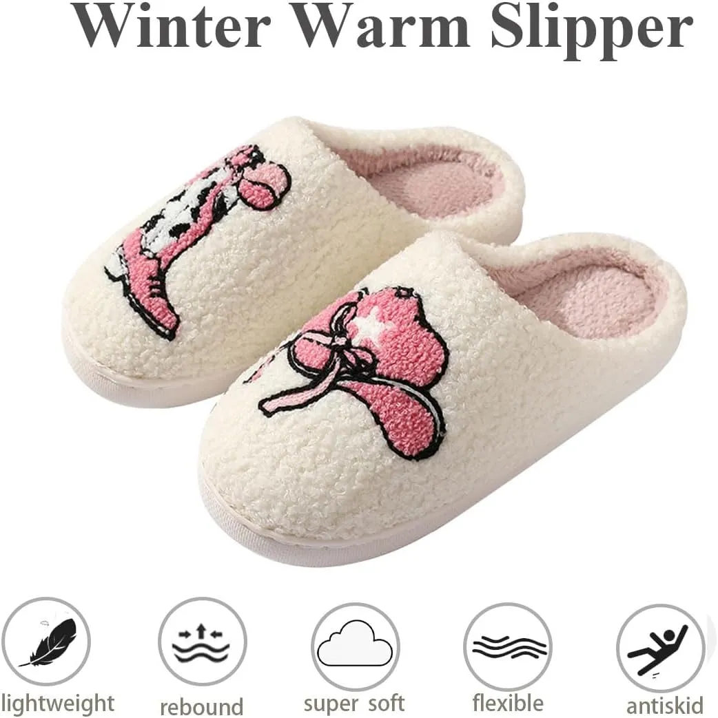 Women Retro Colorful Books Slippers Plush Warm House Slippers,Casual Home Shoes Soft Plush Slip-on Slippers Outdoor Indoor Bedroom Shoes