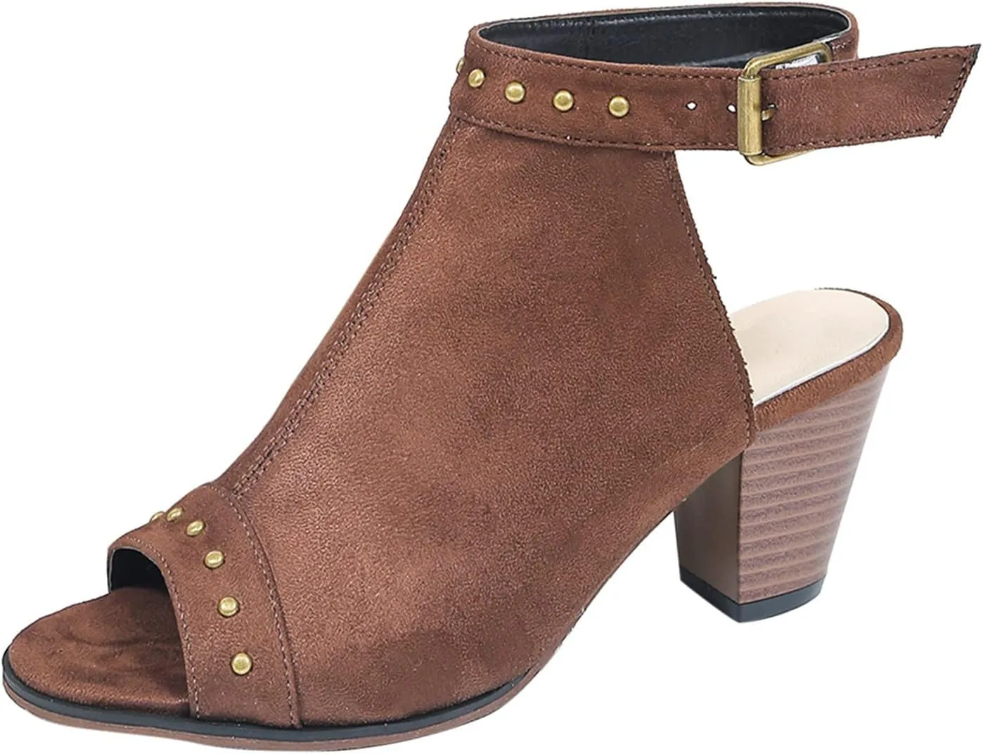 Women Strappy Heels Open Toe Square Toe Chunky Heel Ankle Strap Sandals Party Dress Shoes