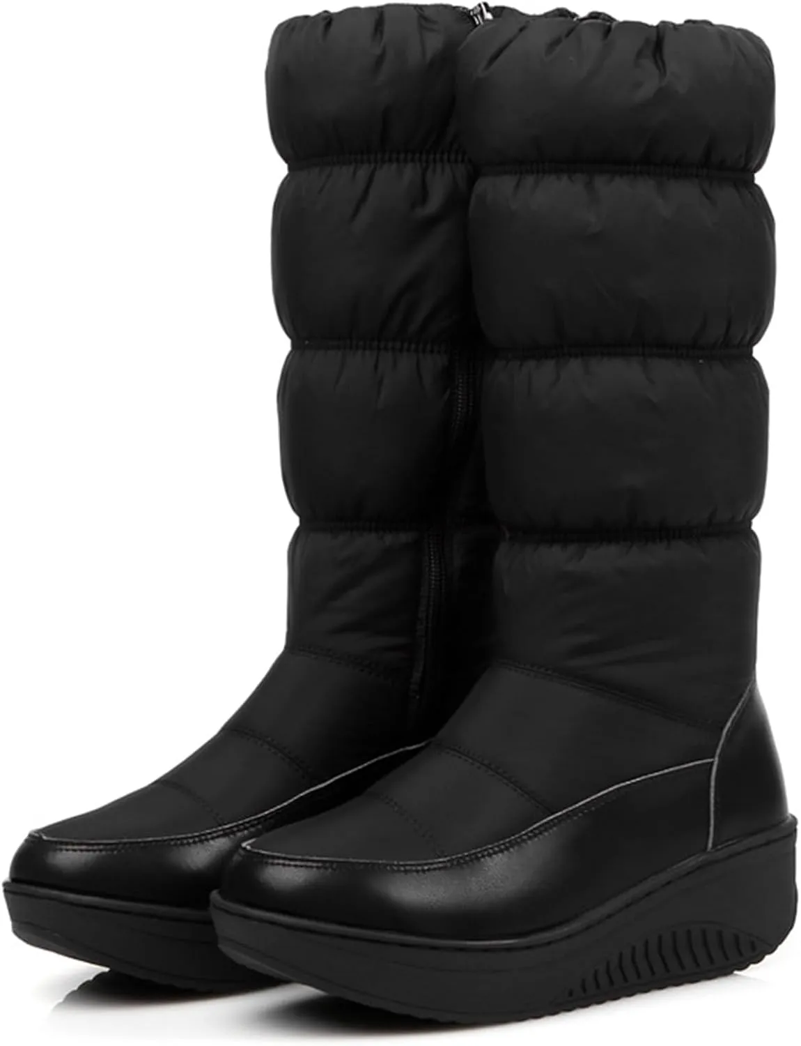 Women Winter Wedges Down High tube Snow Boots Waterproof Rain Thick Plush Warm Side Zipper Anti Slip Casual Platform Knee High Boots