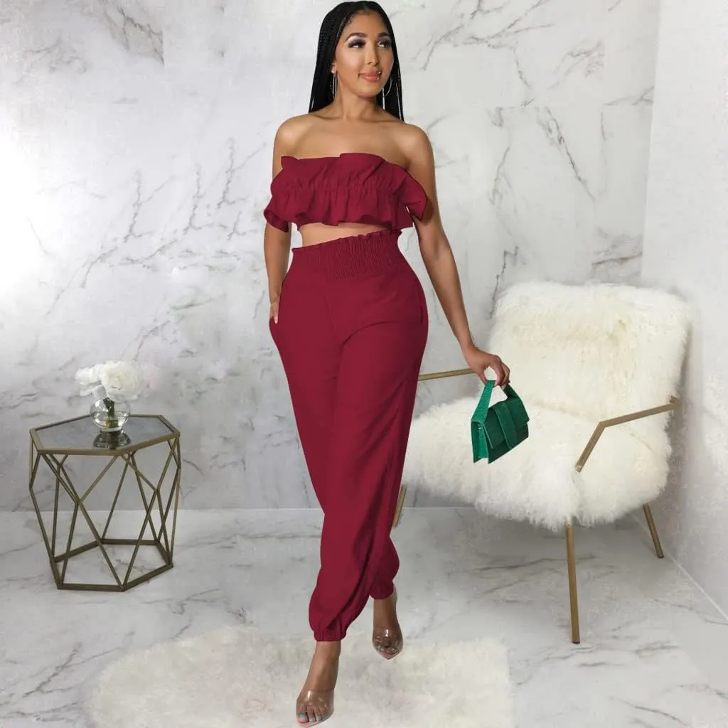 Womens 2 Piece Plus Size Outfits Sexy Summer Vacation Wide Leg Pants Set Beach Dressy Jumpsuits