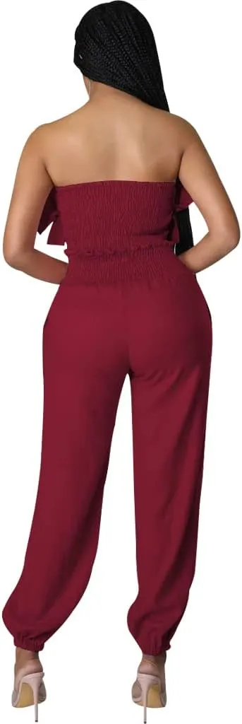 Womens 2 Piece Plus Size Outfits Sexy Summer Vacation Wide Leg Pants Set Beach Dressy Jumpsuits
