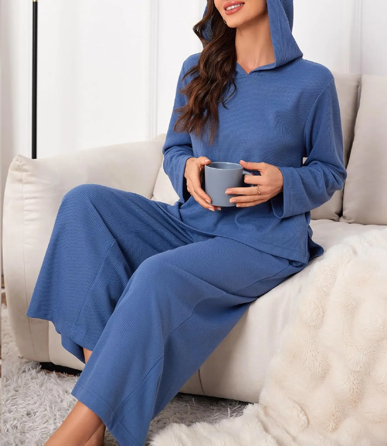 Women's 2 Piece Sets Sweatsuits Spring Long Sleeve Hoodie Wide Leg Casual Lounge Set with Pockets