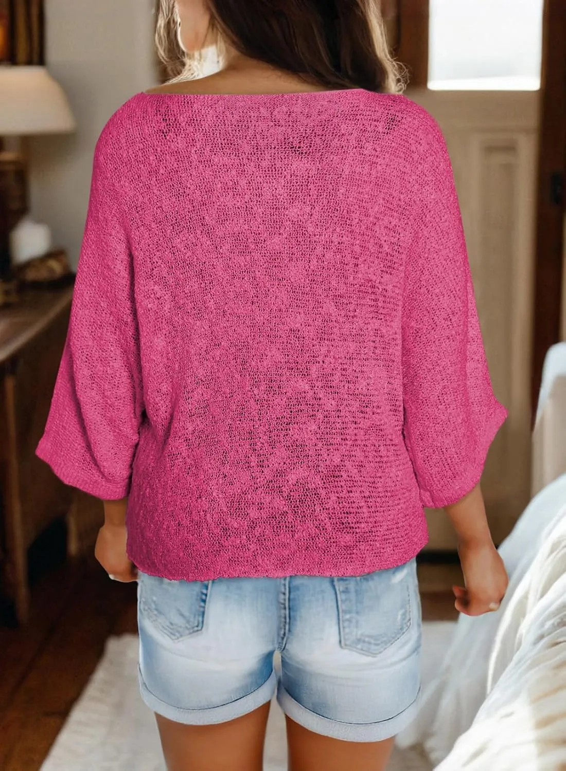 Womens 2025 Spring Casual Color Block Striped Lightweight Comfy Cable Knit Trendy Boho Clothes Pullover Sweaters