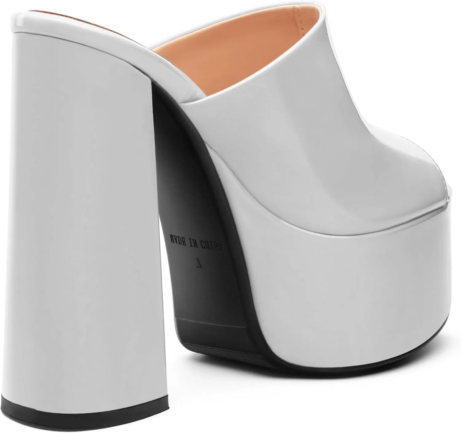 Women's 6 Inch Platform Heels Slip On Mules Sandals Open Peep Toe Sexy Chunky High Block Heels for Club Party Dressy Shoes