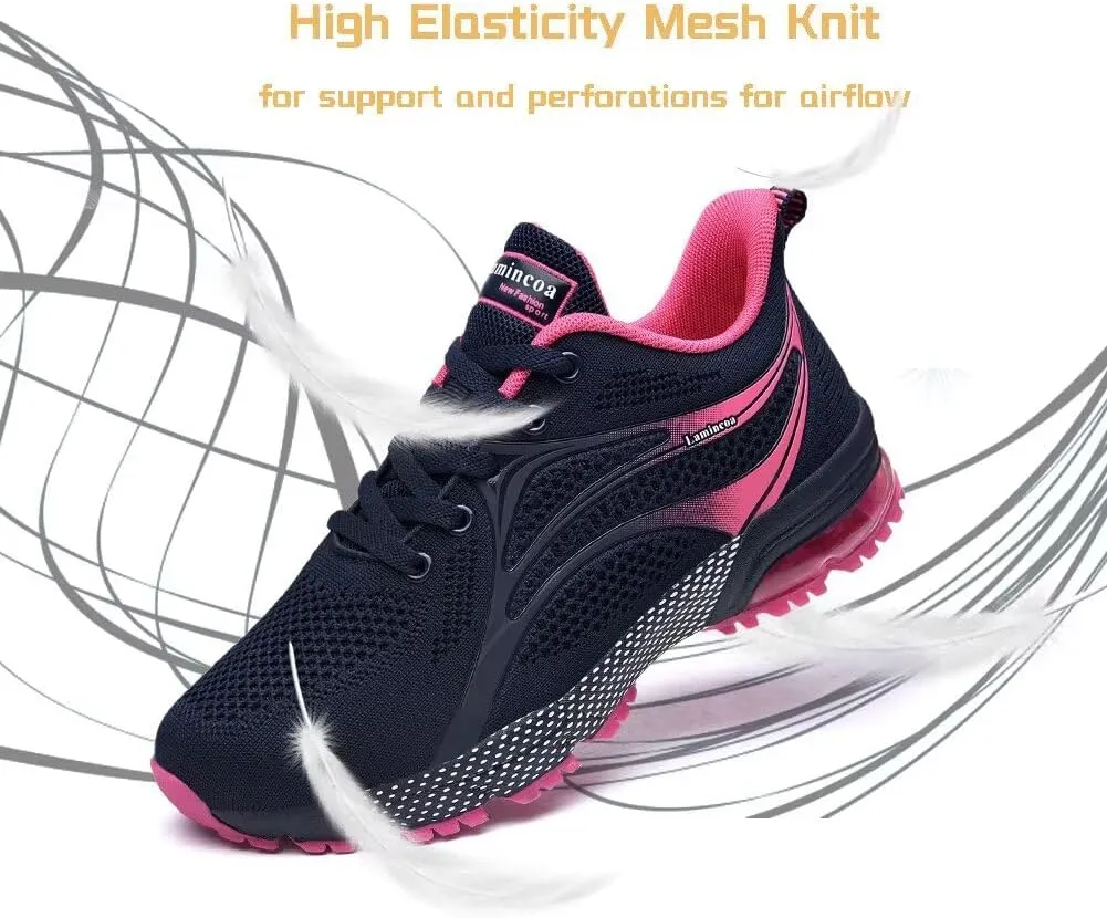Womens Air Running Shoes Non Slip Tennis Walking Shoes Women Mesh Cushion Sneakers for Gym Workout Sports
