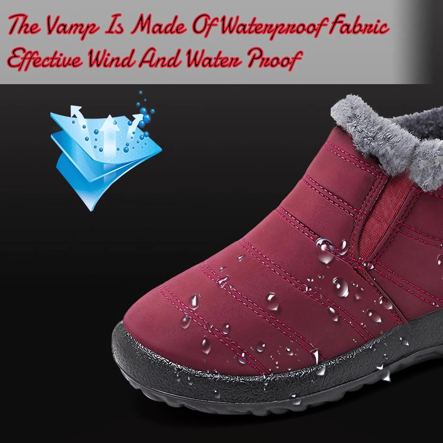 Womens And Men Snow Boots Waterproof，Women'S Winter Thermal Boots，Winter Warm Hiking Work Comfy Boots Sneakers Walking Shoes