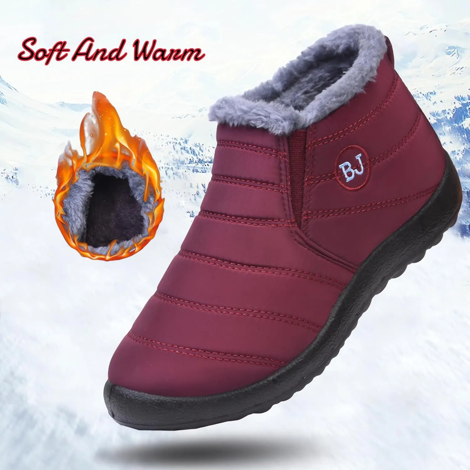 Womens And Men Snow Boots Waterproof，Women'S Winter Thermal Boots，Winter Warm Hiking Work Comfy Boots Sneakers Walking Shoes