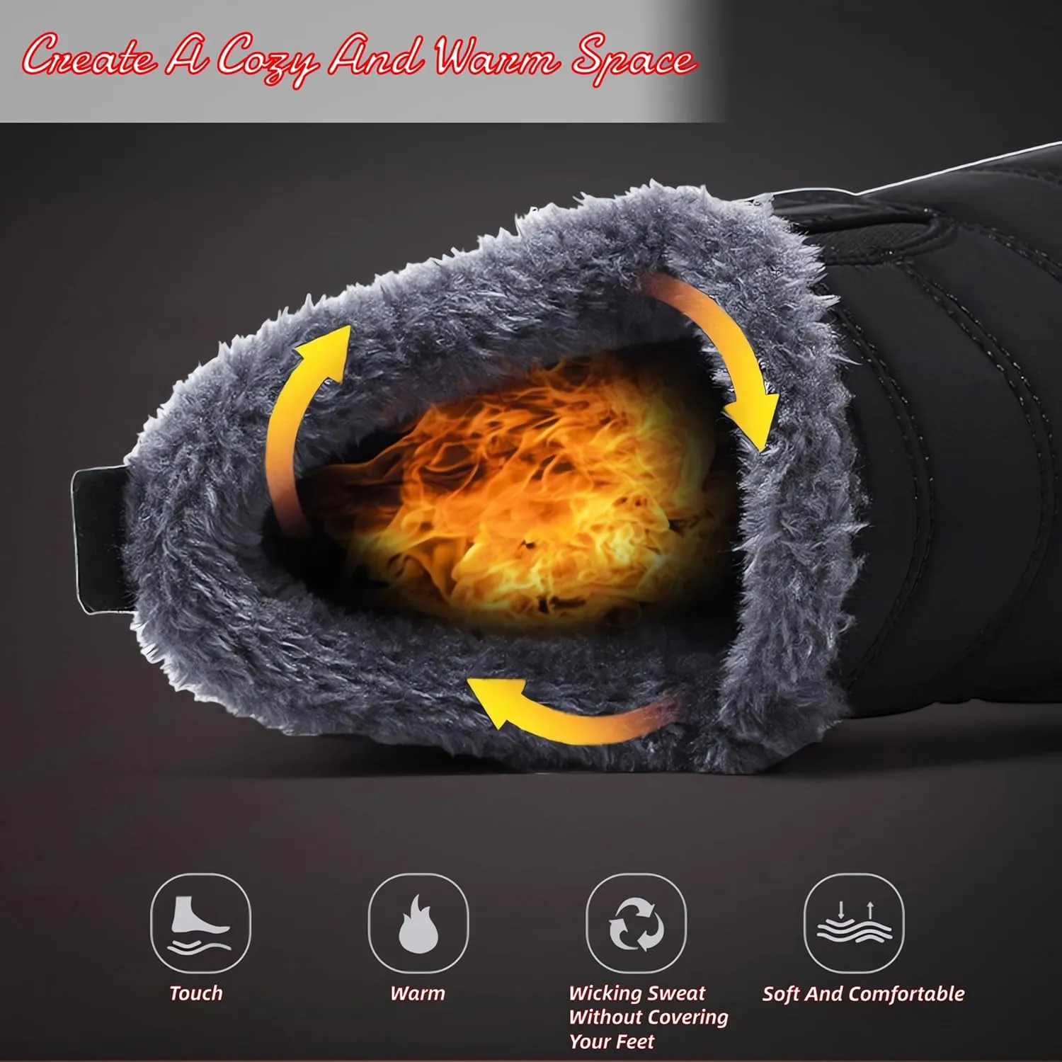 Womens And Men Snow Boots Waterproof，Women'S Winter Thermal Boots，Winter Warm Hiking Work Comfy Boots Sneakers Walking Shoes