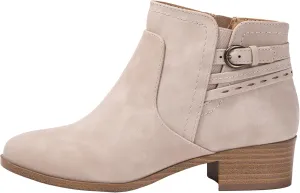 Womens Ankle Boots Buckle Chunky Low Block Heel Side Zipper Round Toe Booties DIXIE