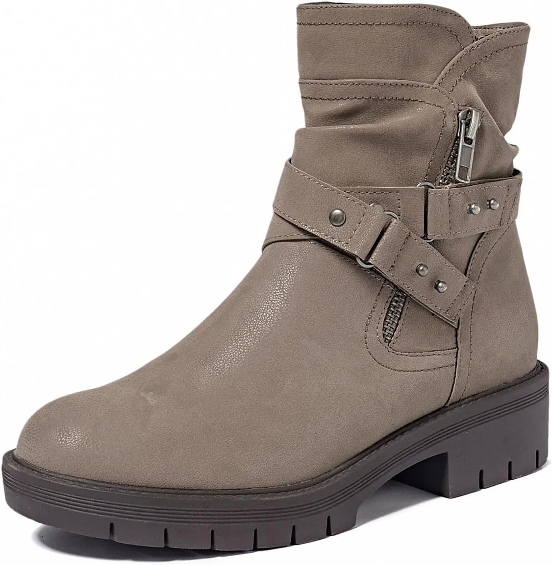 Women's Ankle Boots Combat Boots, Casual Comfortable Low Heel Side Zipper Booties for Women.